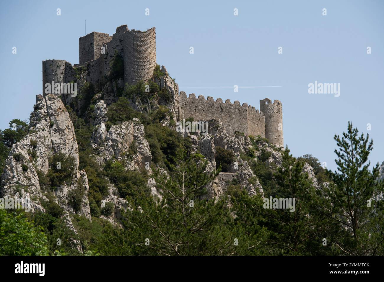 Château de Puilaurens, castello cataro registrato come National Historic Landmark (monumento storico francese) *** didascalia locale *** Foto Stock