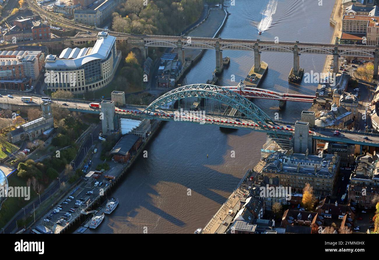 Vista aerea del ponte Tyne, Gateshead, Tyne & Wear Foto Stock