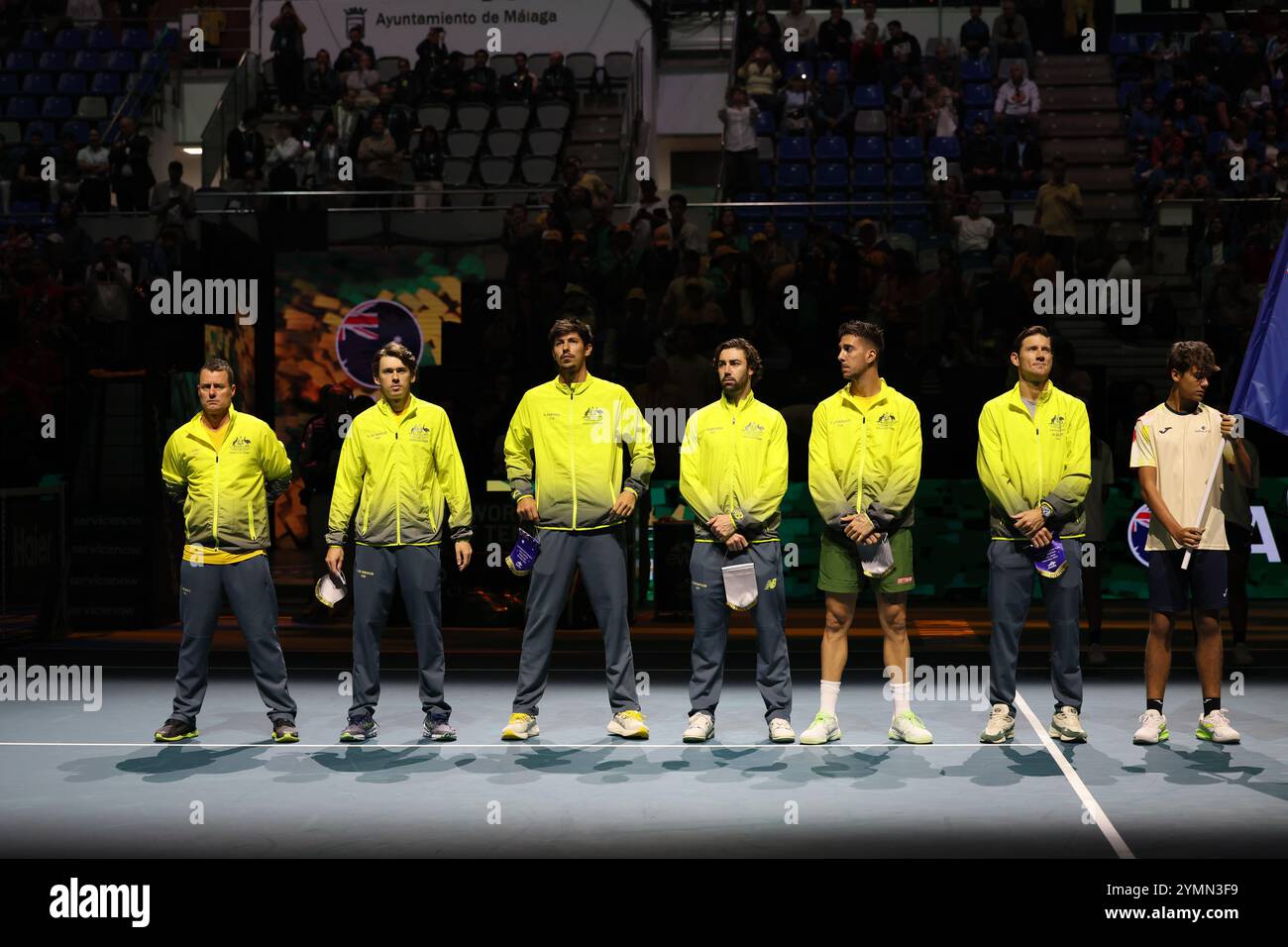 Malaga, Spagna. 21 novembre 2024. Il Team Australia davanti alla partita contro gli USA, durante i quarti di finale di Coppa Davis 2024 al Palacio de Deportes Jose Maria Martin Carpena Arena di Malaga. Crediti: Isabel Infantes/Alamy Live News Foto Stock