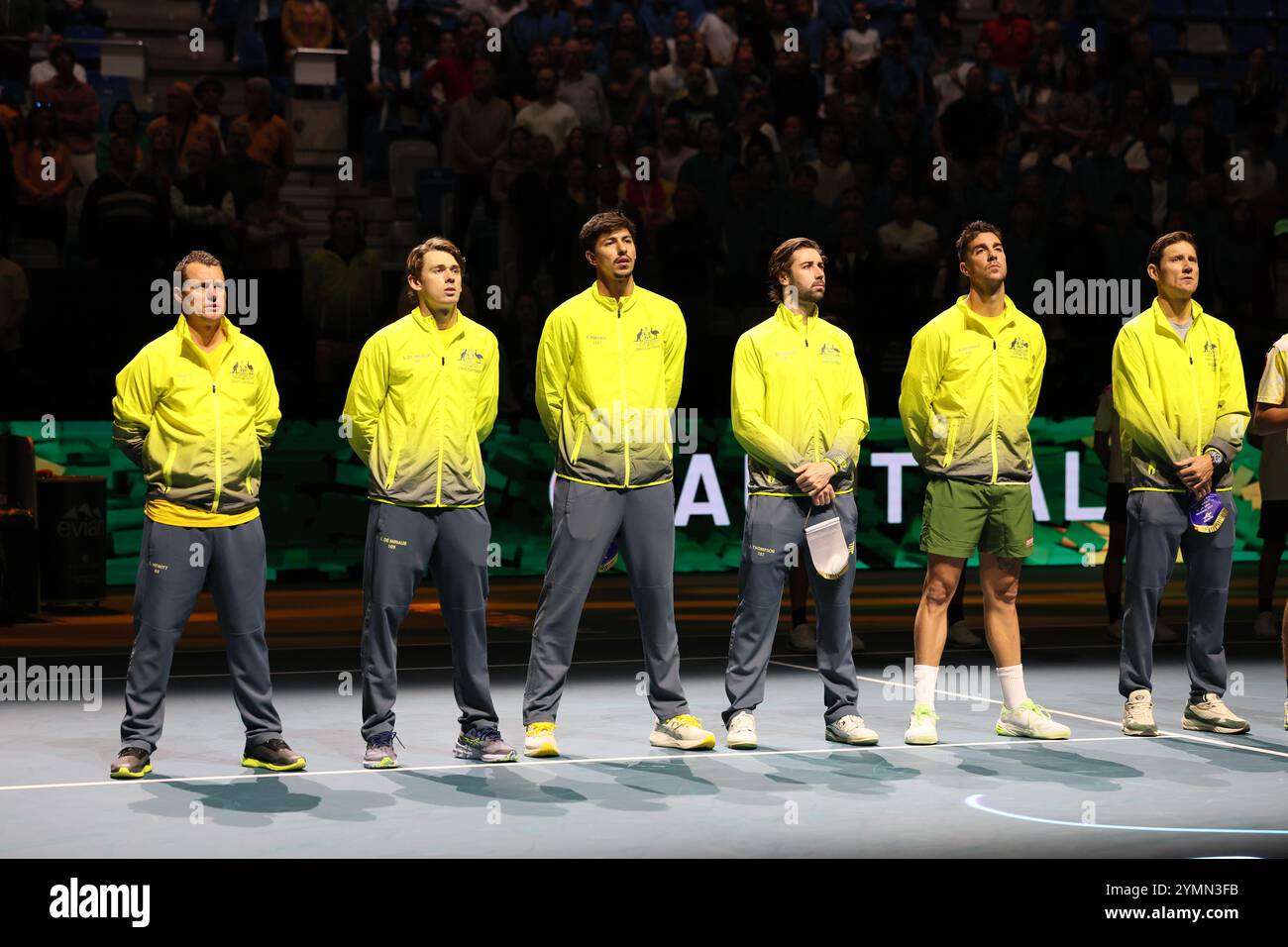 Malaga, Spagna. 21 novembre 2024. Il Team Australia davanti alla partita contro gli USA, durante i quarti di finale di Coppa Davis 2024 al Palacio de Deportes Jose Maria Martin Carpena Arena di Malaga. Crediti: Isabel Infantes/Alamy Live News Foto Stock