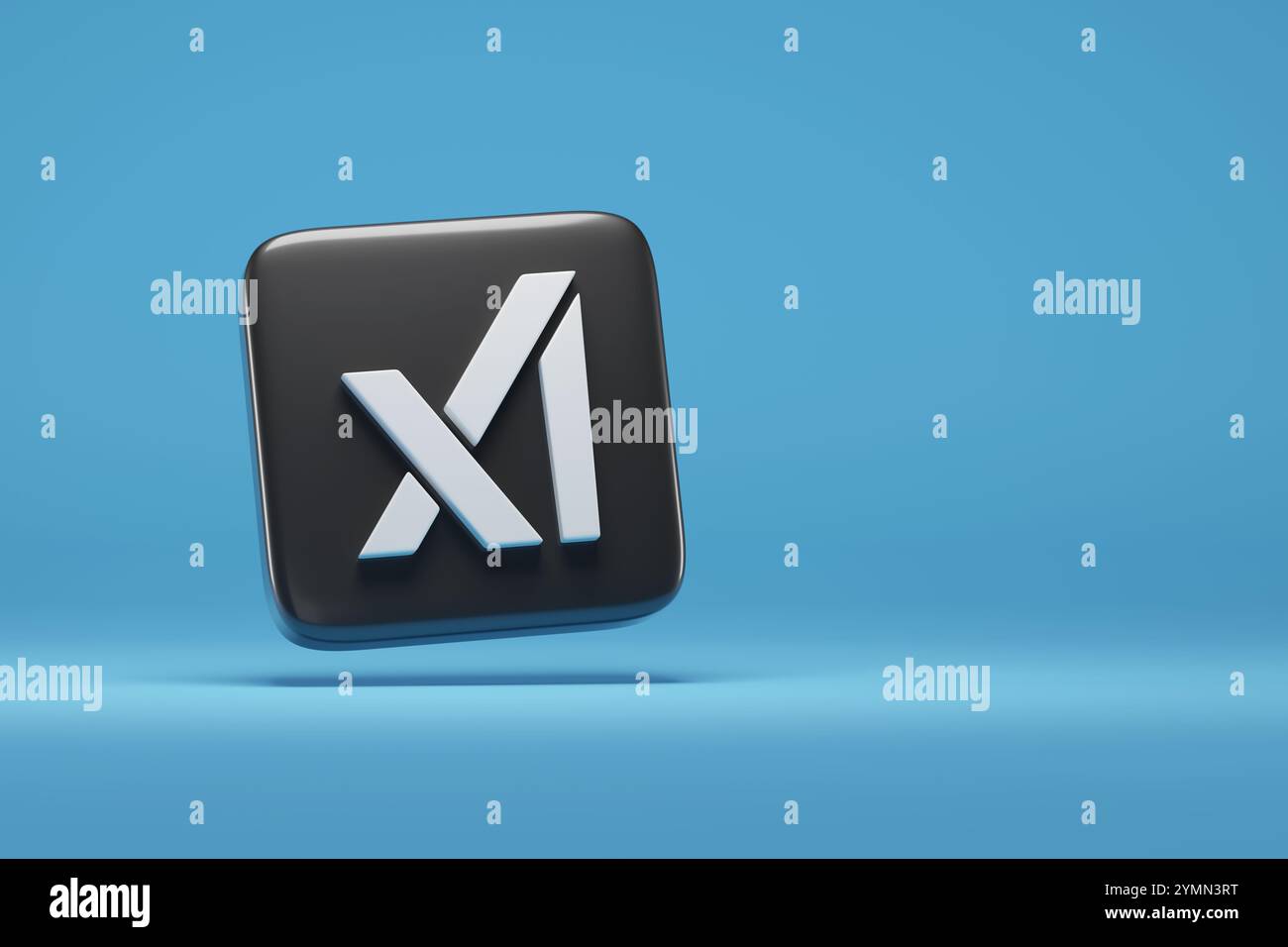 Buenos Aires, Argentina - 15 novembre 2024: Logo XAI in tre dimensioni isolato su sfondo blu con spazio copia. illustrazione 3d. Foto Stock