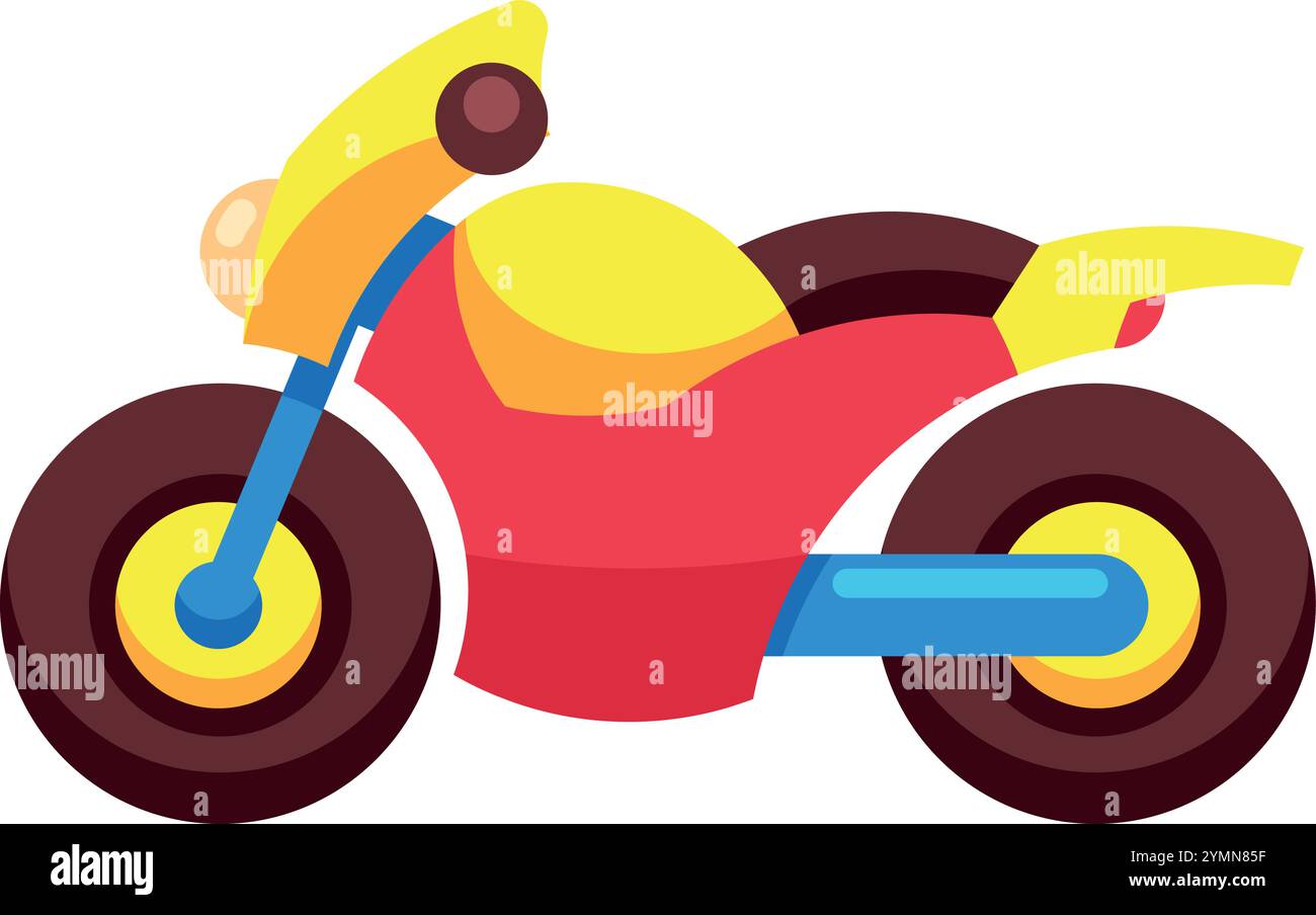 Icona del colore della motocicletta. Giocattolo per il trasporto di cartoni animati isolato su sfondo bianco Illustrazione Vettoriale