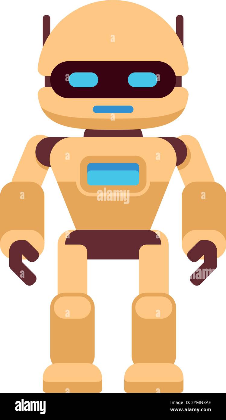 Icona robot piatto. Carattere Cyborg. Macchina futuristica isolata su sfondo bianco Illustrazione Vettoriale