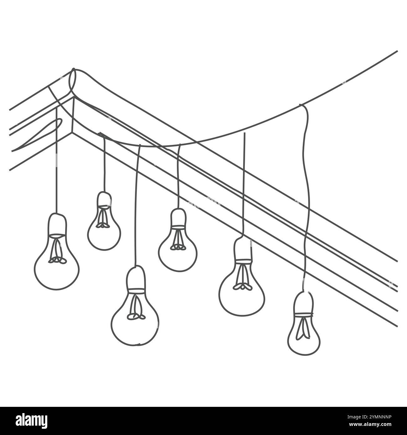 Disegni artistici su una linea continua delle lampadine. Design elegante lampadina semplice. Illustrazione vettoriale isolata. Design minimalista. Icona della lampadina Illustrazione Vettoriale