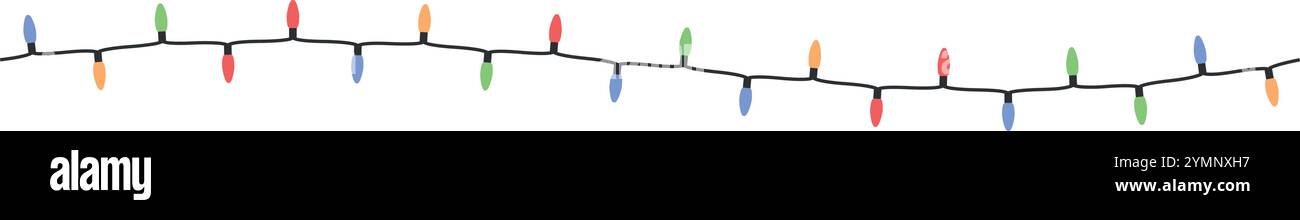 Stringa di luci natalizie. ghirlanda decorativa a colori illuminata Illustrazione Vettoriale