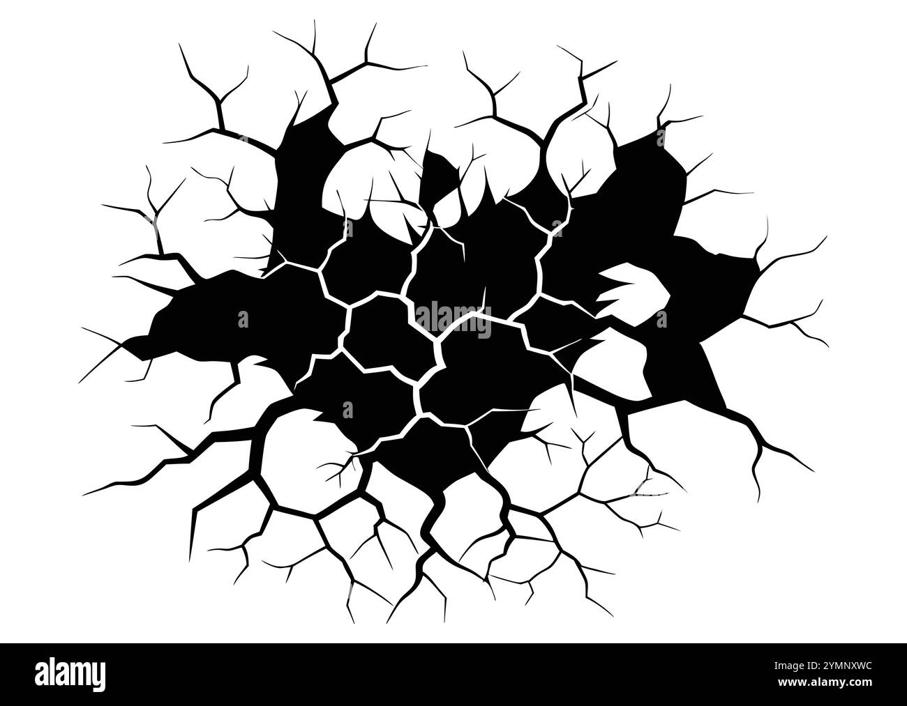 Effetto crepe, frattura della parete con fessure a terra o linee di rottura in calcestruzzo. Ripetizione vettoriale Illustrazione Vettoriale