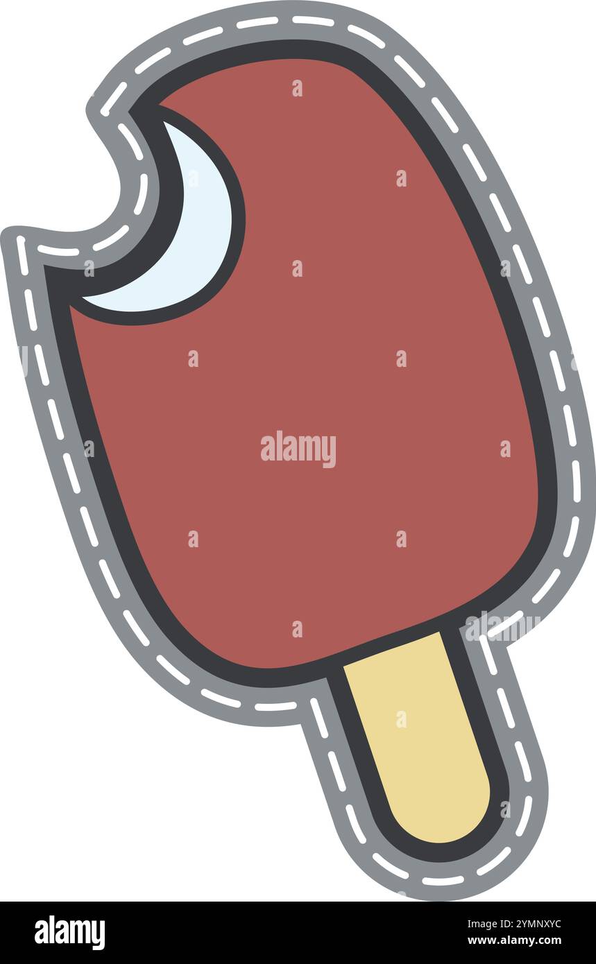 Gelato da bar. Divertente etichetta estiva da cucire Illustrazione Vettoriale