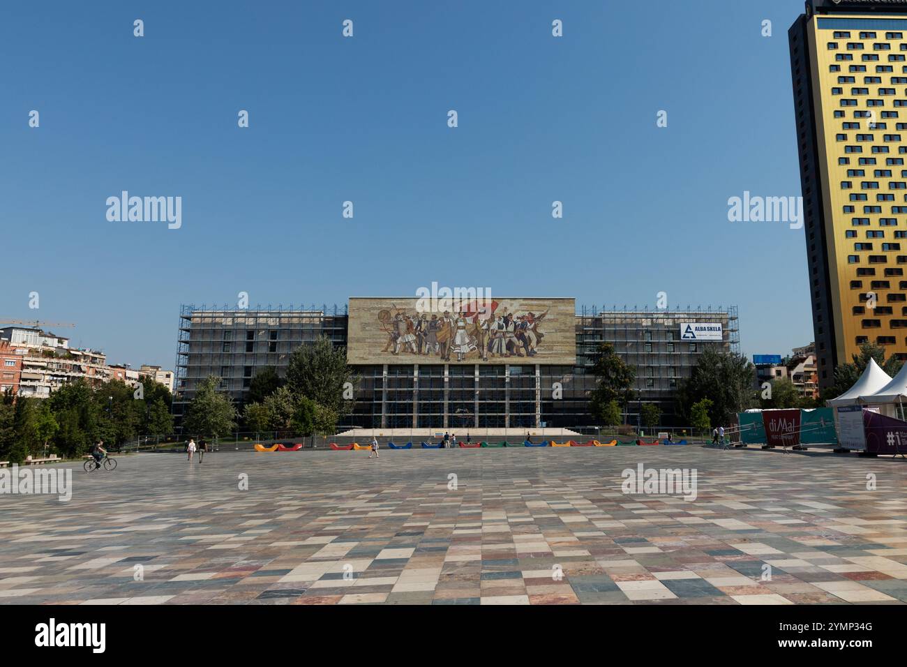 Il mosaico al Museo storico Nazionale in Piazza Skanderbeg in Albania, Tirana, Albania Foto Stock