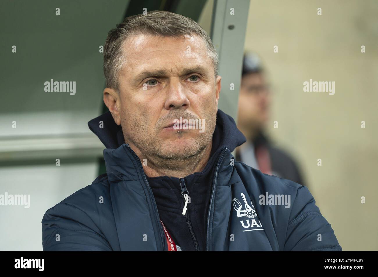 WROCLAW, POLONIA - 26 MARZO 2024: Qualifiche per UEFA Euro 2024. Partita finale di play-off Ucraina - Islanda 2:1. Serhiy Rebrov capo allenatore dell'Ucraina. Foto Stock