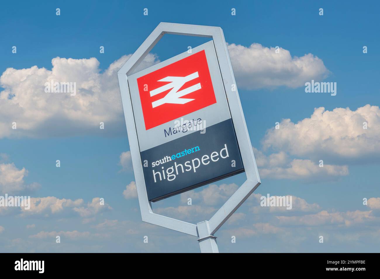 Alta velocità, treno, sud-est, cartello, Margate, stazione Foto Stock