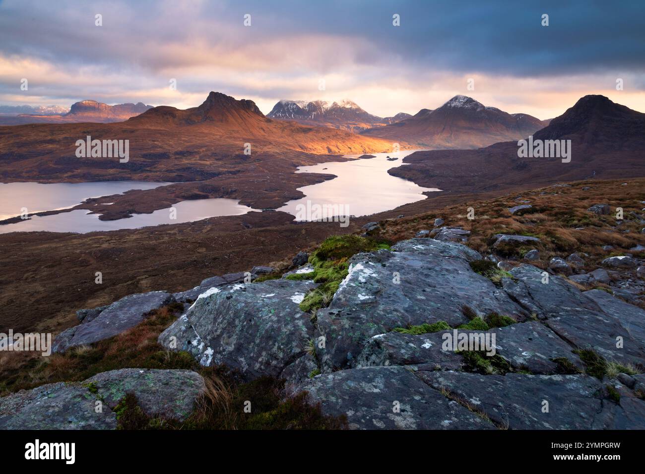 Le montagne di Assynt e Coigach Foto Stock