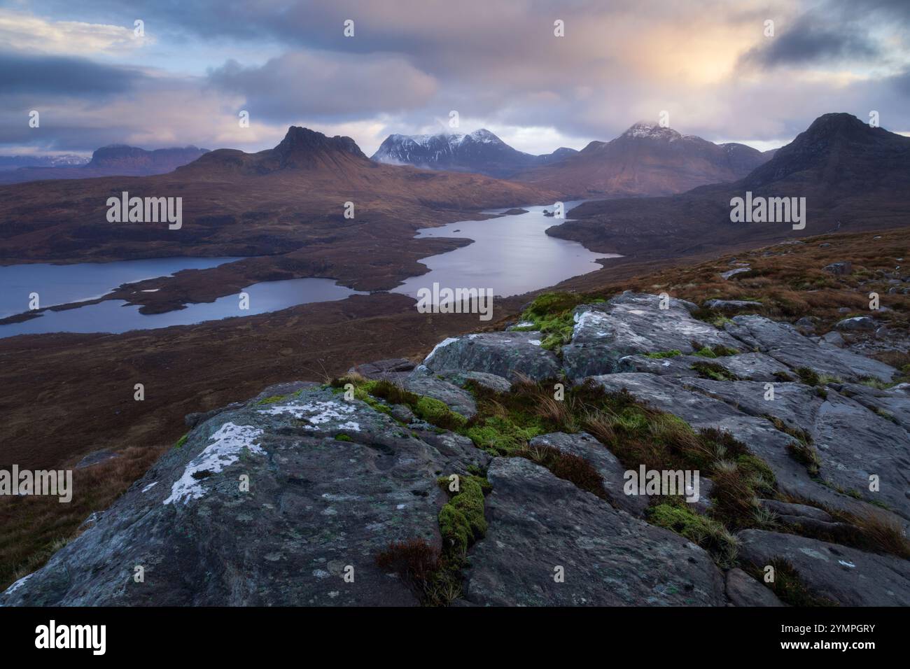 Le montagne di Assynt e Coigach Foto Stock