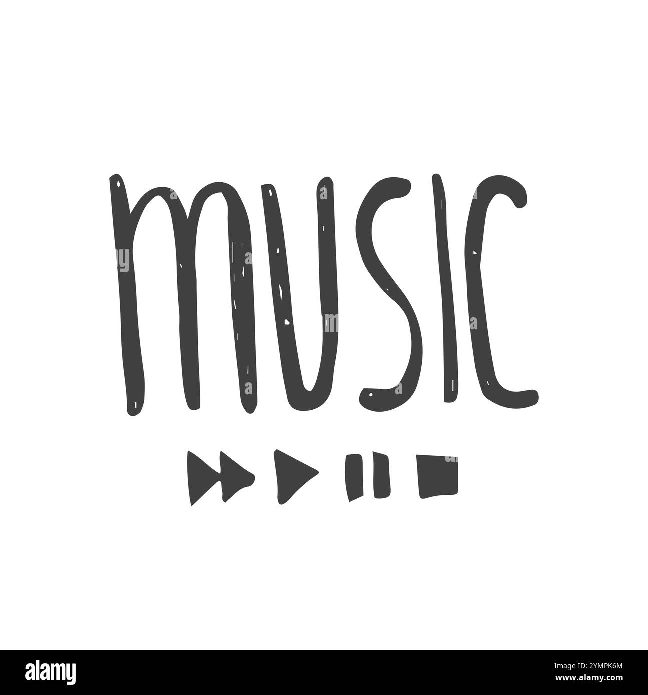 Parole note musicali disegnate a mano. Testo di Doodle. Opera d'arte creativa a inchiostro. Disegno vettoriale effettivo Illustrazione Vettoriale