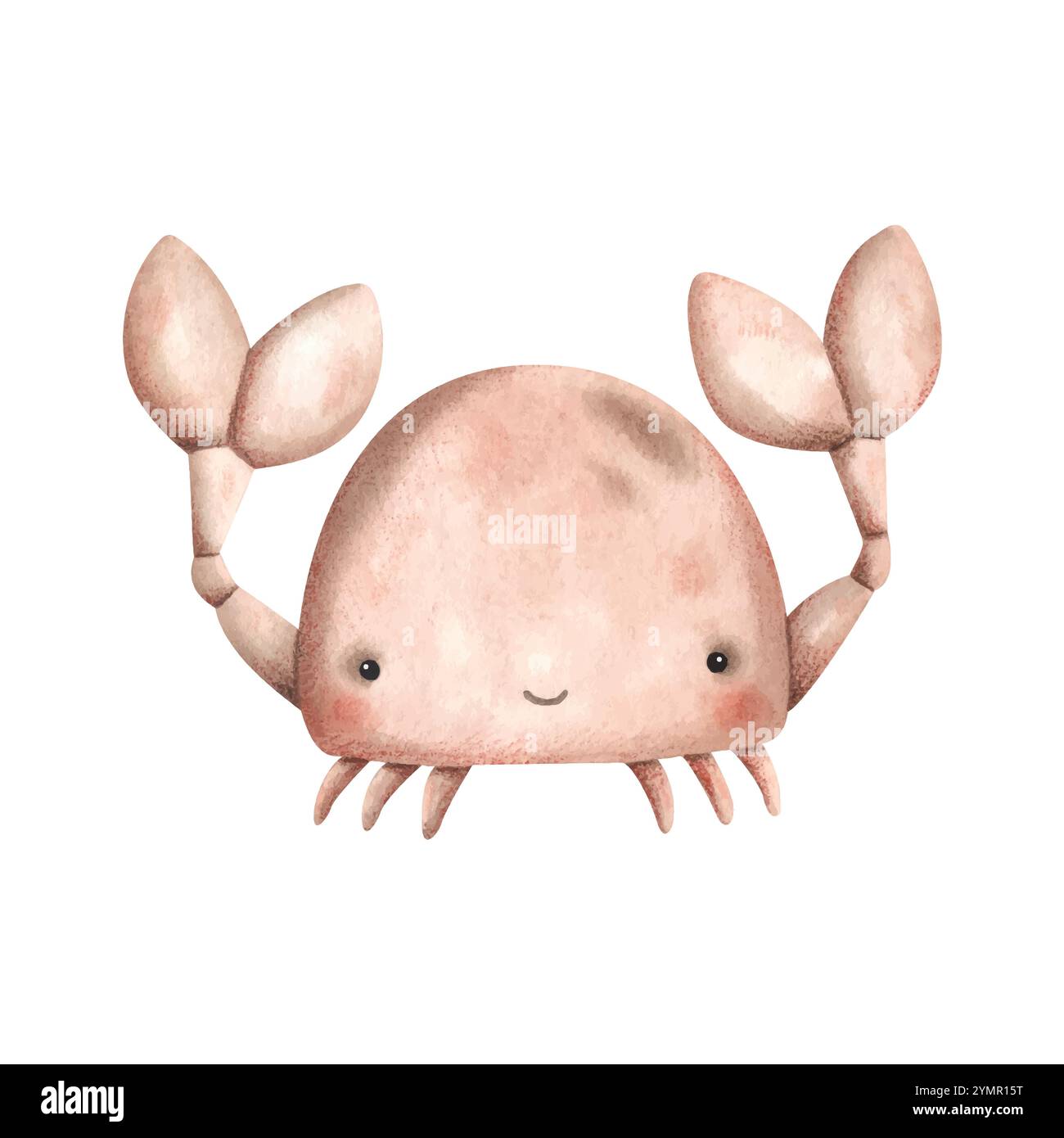 Acquerello zodiacale illustrazione disegnata a mano con cancro del bambino. Carino granchio da cartoni animati per bambini. Illustrazione Vettoriale