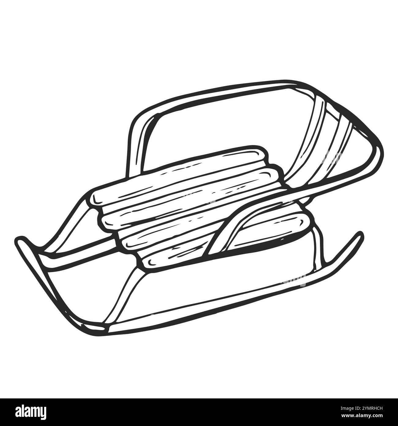 Slitta di legno. Schizzo in stile Doodle Illustrazione Vettoriale