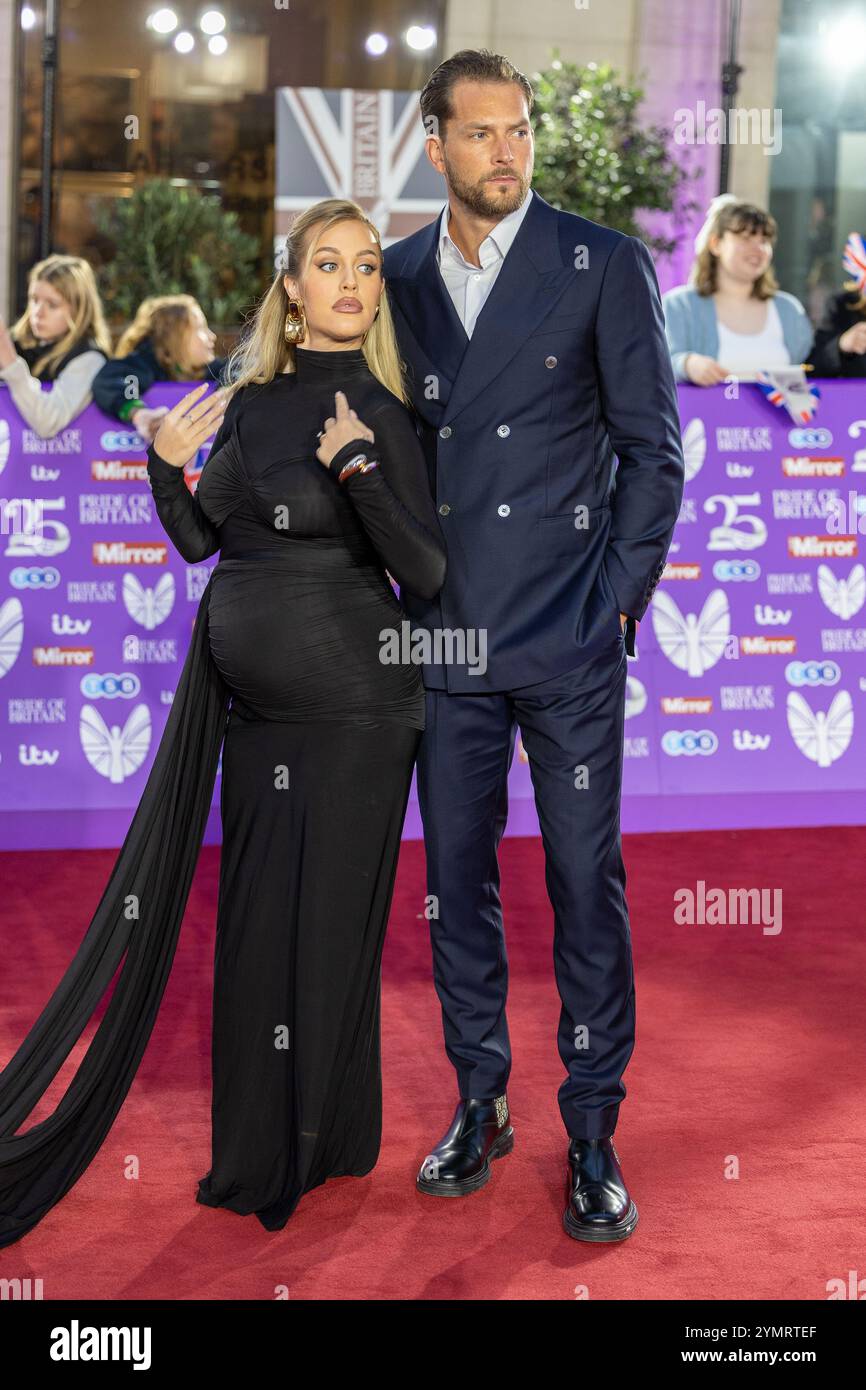 Celebs partecipano al Pride of Britain Awards con: Lottie Tomlinson, Lewis Burton dove: Londra, Regno Unito quando: 21 ottobre 2024 Credit: Phil Lewis/WENN Foto Stock