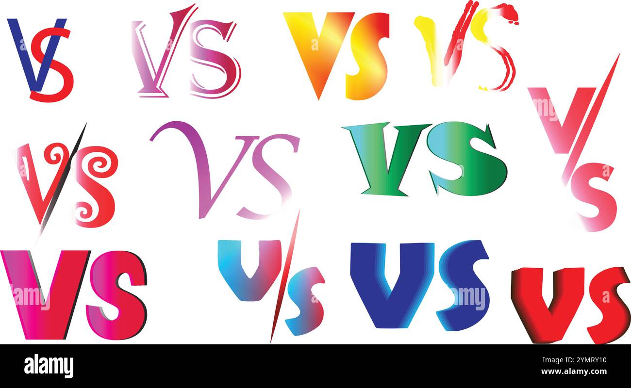 Versus Set Bunddle of vs Letter raccolta di lettere con logo VS Illustrazione Vettoriale