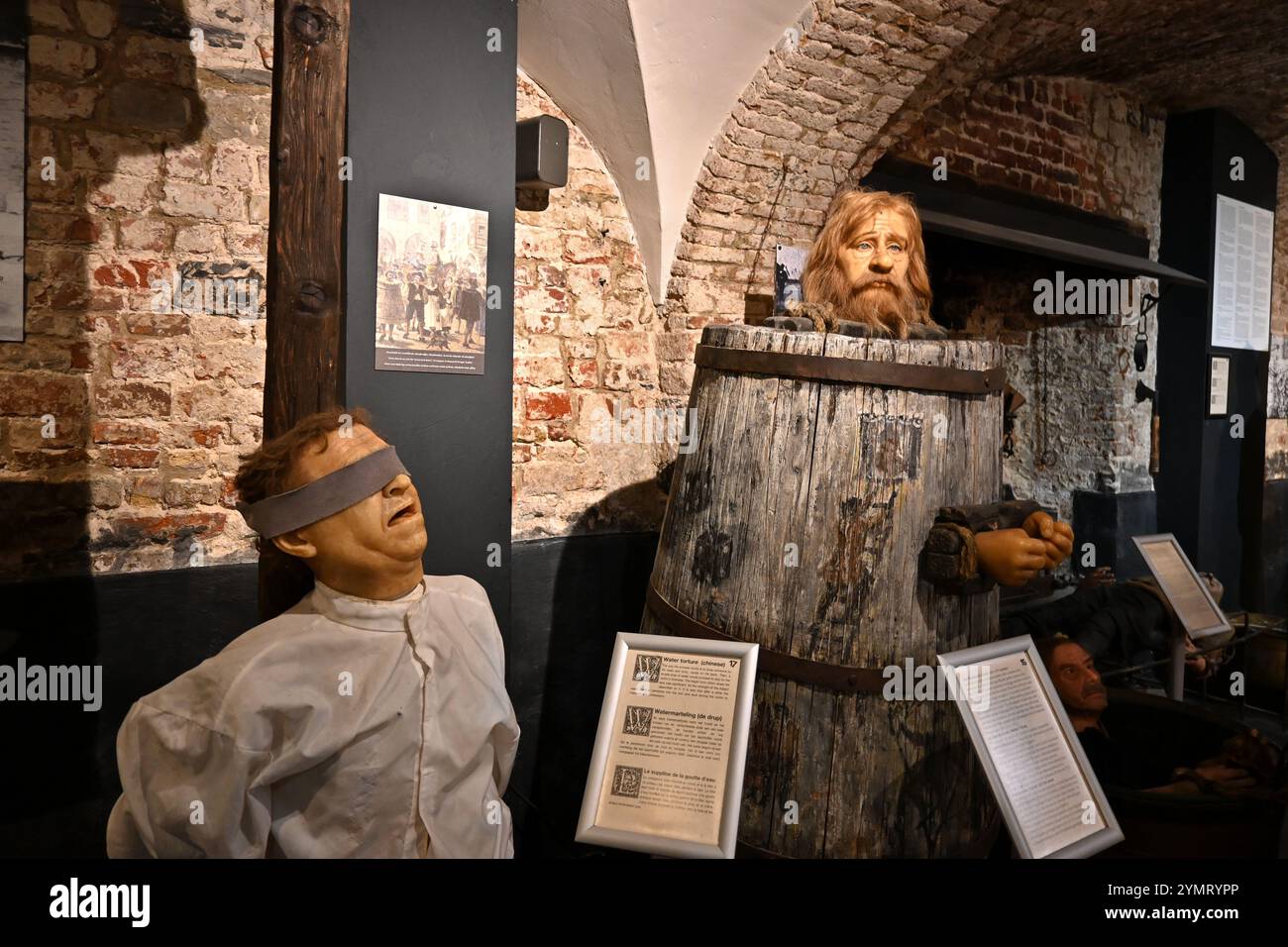 All'interno del Museo delle torture Oude Steen (Musée de la torture) - Bruges, Belgio - 21 ottobre 2024 Foto Stock