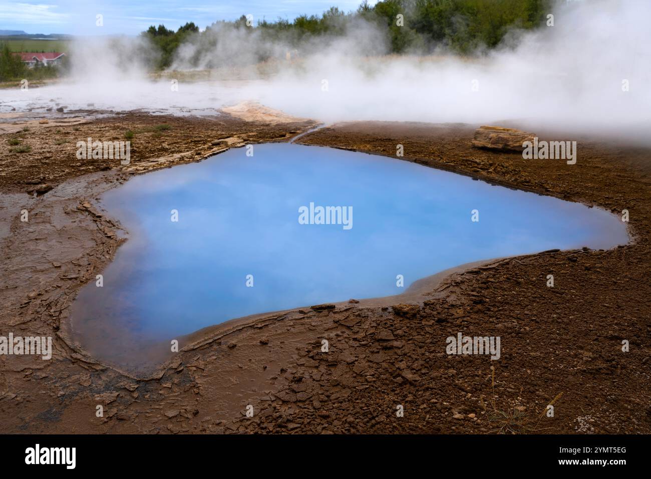 Blesi Geyser nella Geysir Geothermal area. Valle di Haukadalur, Islanda Foto Stock