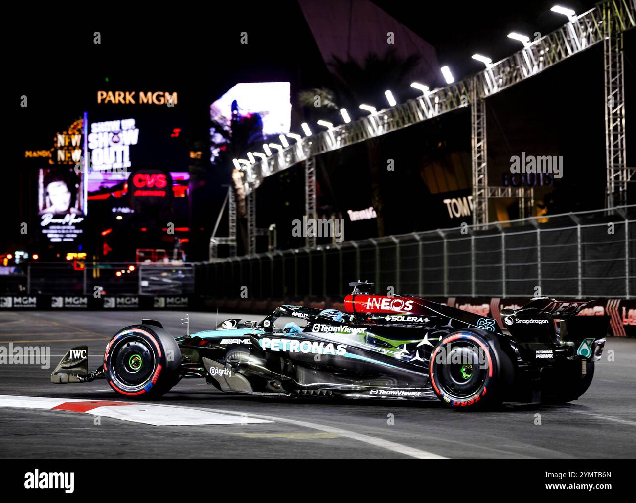 Las Vegas, Stati Uniti. 23 novembre 2024. LAS VEGAS - George Russell (Mercedes) durante le 3° prove libere per il Gran Premio di Las Vegas. ANP SEM VAN DER WAL credito: ANP/Alamy Live News Foto Stock