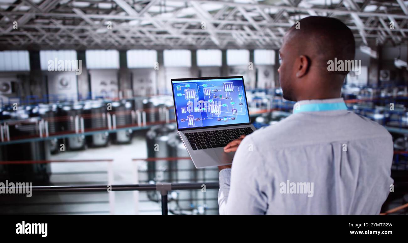 Software di controllo SCADA per l'industria vinicola su computer Foto Stock