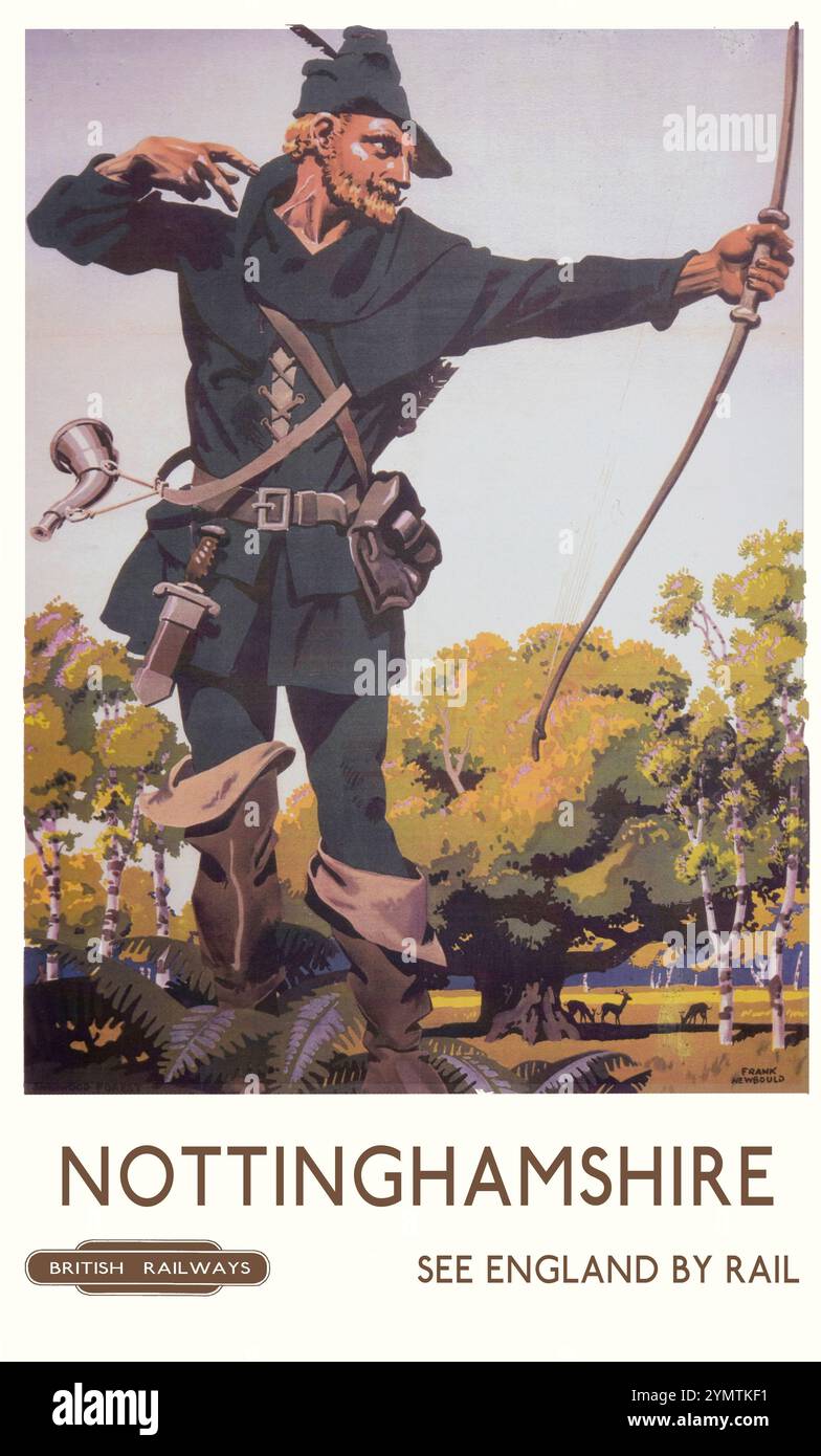 Poster vintage British Railways Travel per il Nottinghamshire Foto Stock