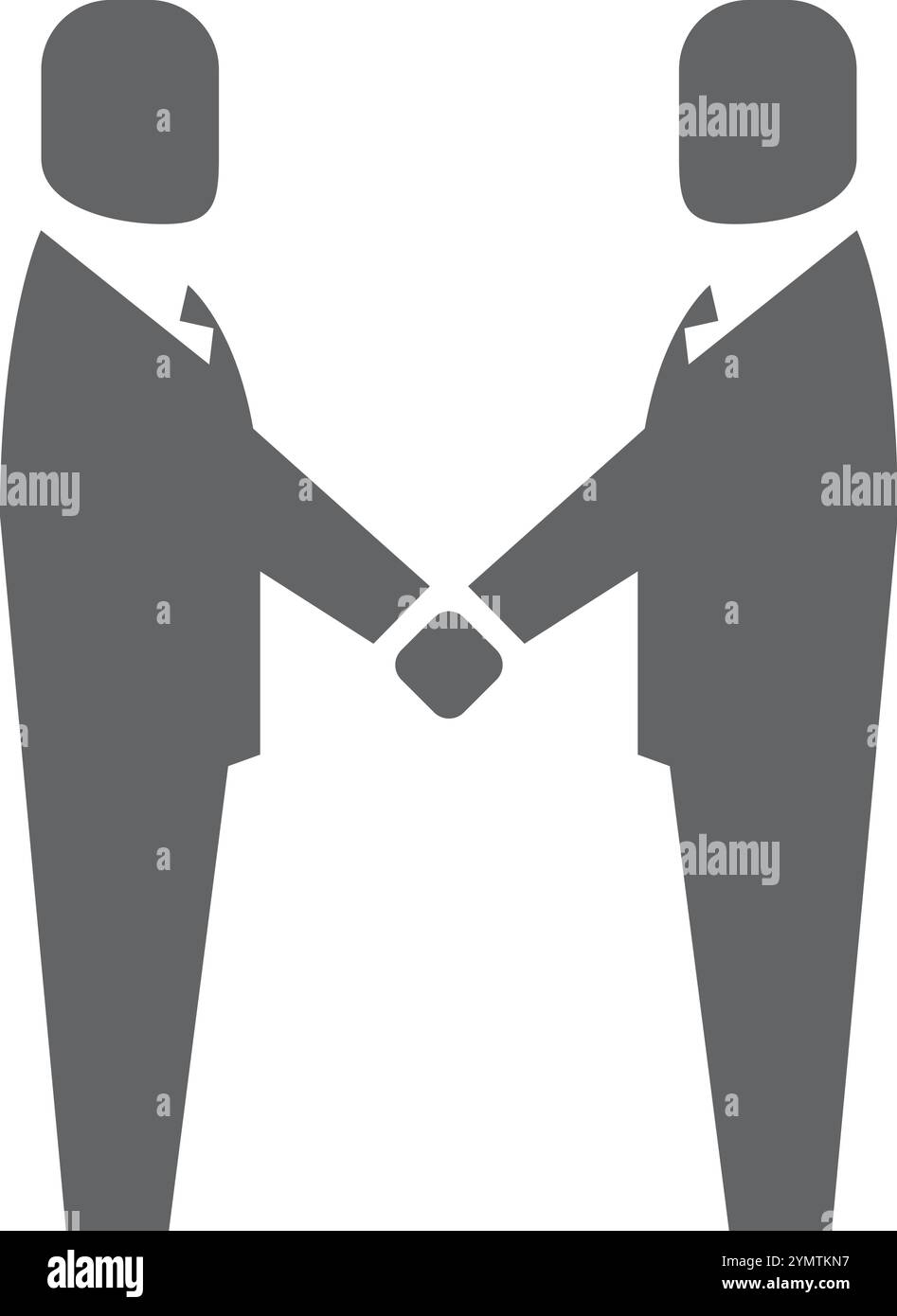 Icona nera Deal. Uomini d'affari che stringono la mano. Simbolo di partnership Illustrazione Vettoriale