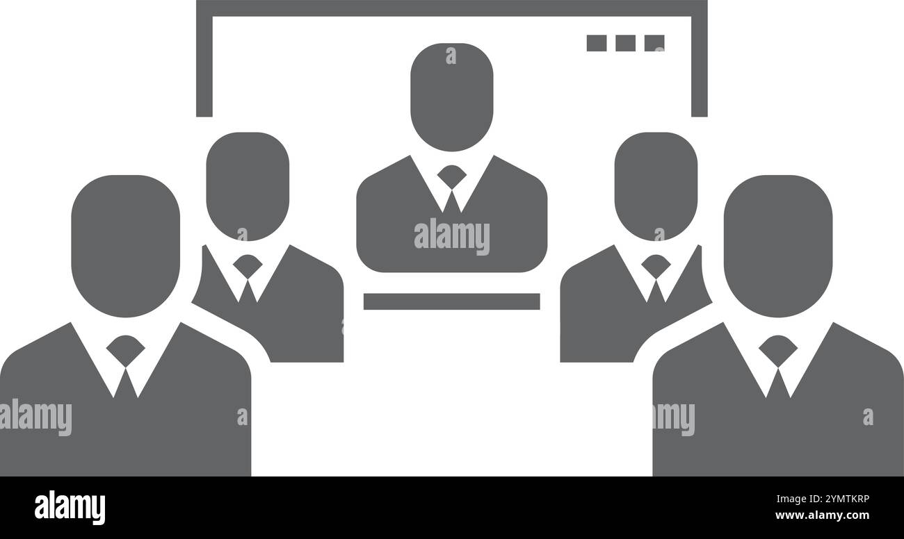 Icona nera della presentazione aziendale. Riunione di lavoro aziendale Illustrazione Vettoriale