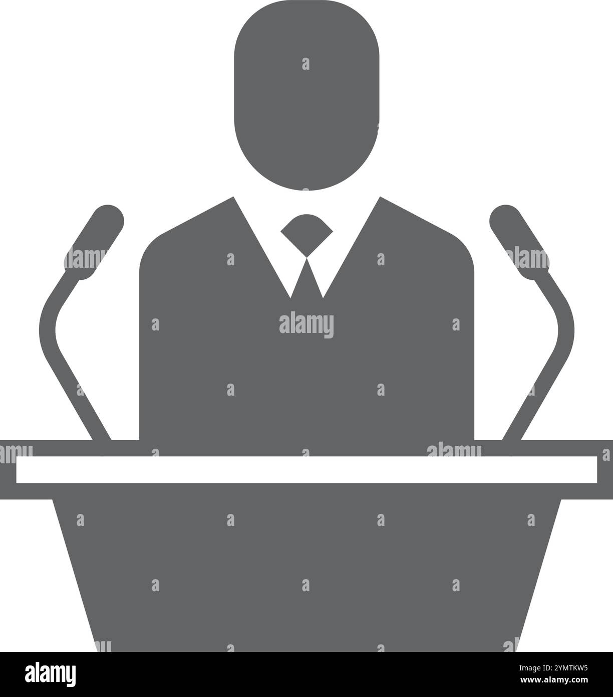 Icona nera del discorso pubblico. Uomo che parla dalla tribuna Illustrazione Vettoriale