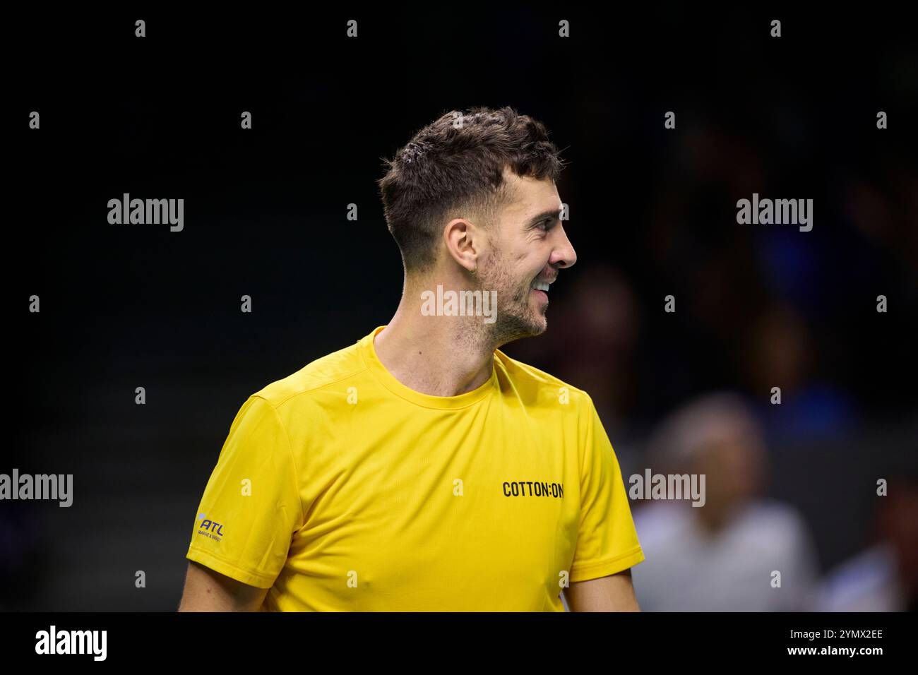 Malaga, Spagna, 23, novembre 2024. Thanasi Kokkinakis, squadra australiana, alla semifinale di Coppa Davis, 8 match singolo 1. Crediti: Vicente Vidal Fernandez/Alamy Live News Foto Stock