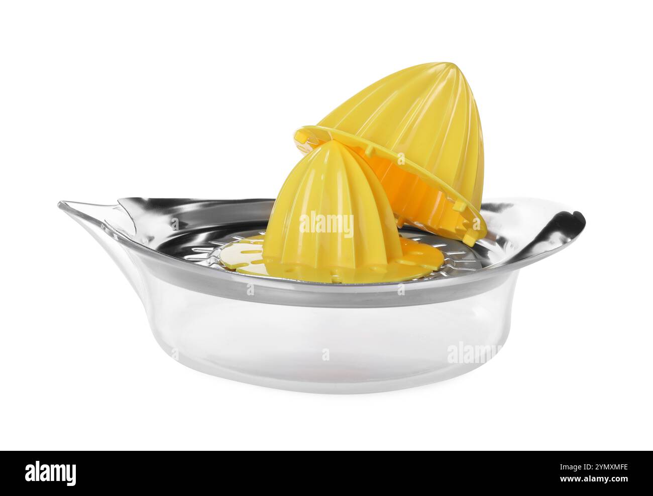 Una centrifuga isolata su bianco. Utensile da cucina Foto Stock