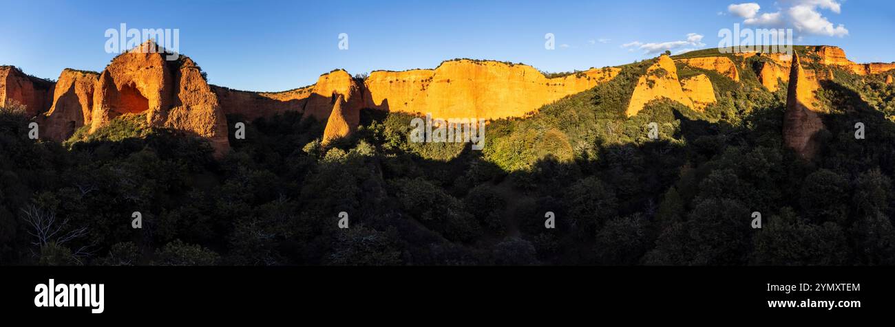 Las Médulas, Monumento-zona archeologica di Las Médulas, miniere a cielo aperto dell'antico Impero Romano, Comunità autonoma di Castiglia e León, Spagna Foto Stock