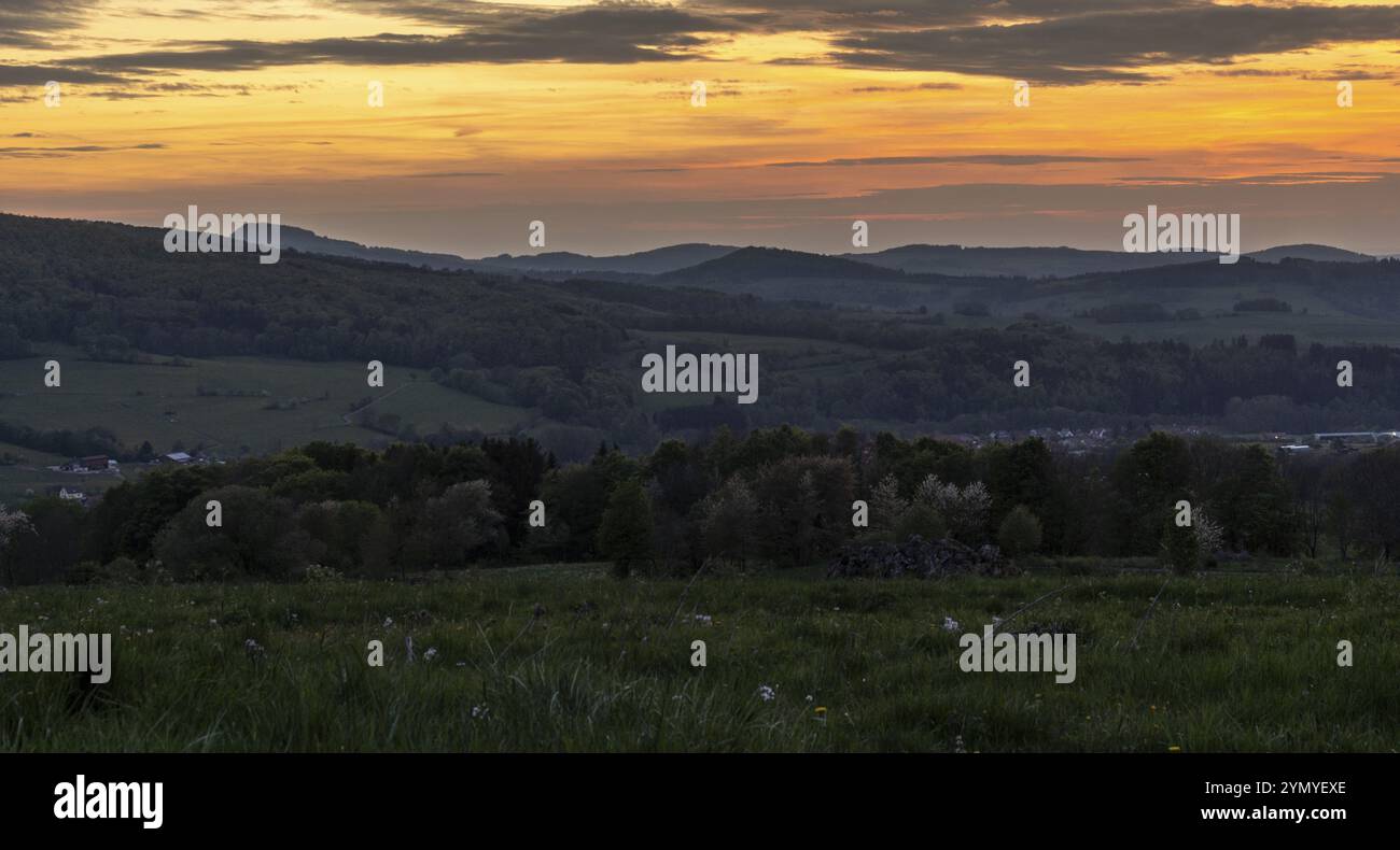 Atmosfera serale nel Rhoen Foto Stock