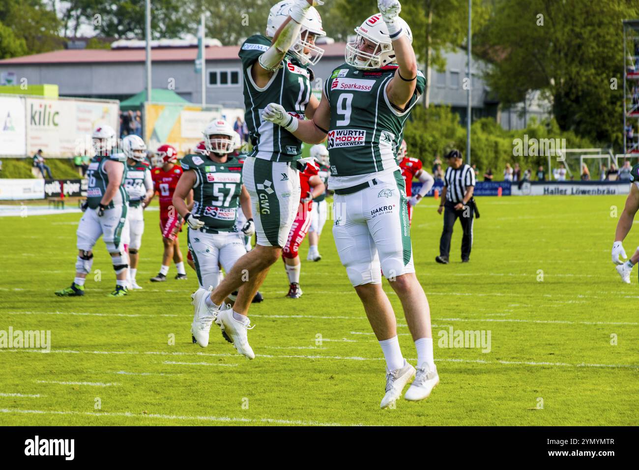 German Football League, Interconferencegame Schwaebisch Hall Unicorns vs. Potsdam Royals, maggio 20,2023 Schwaebisch Hall Unicorns, # 11 Caelb Schweigart Foto Stock