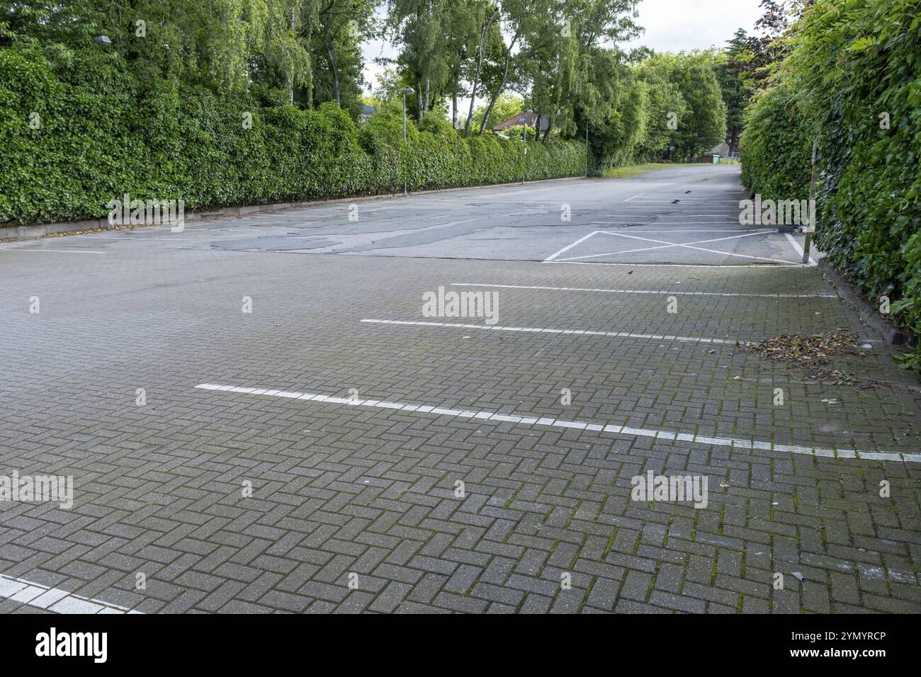 Parcheggio desolato senza auto e persone Foto Stock