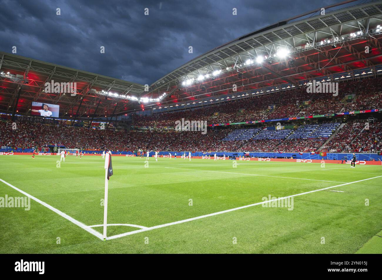 LIPSIA, GERMANIA - 18 GIUGNO 2024: Incontro Euro 2024 Groupe F Portogallo vs Cechia 2:1. Vista aerea dello stadio RB Arena. Foto Stock