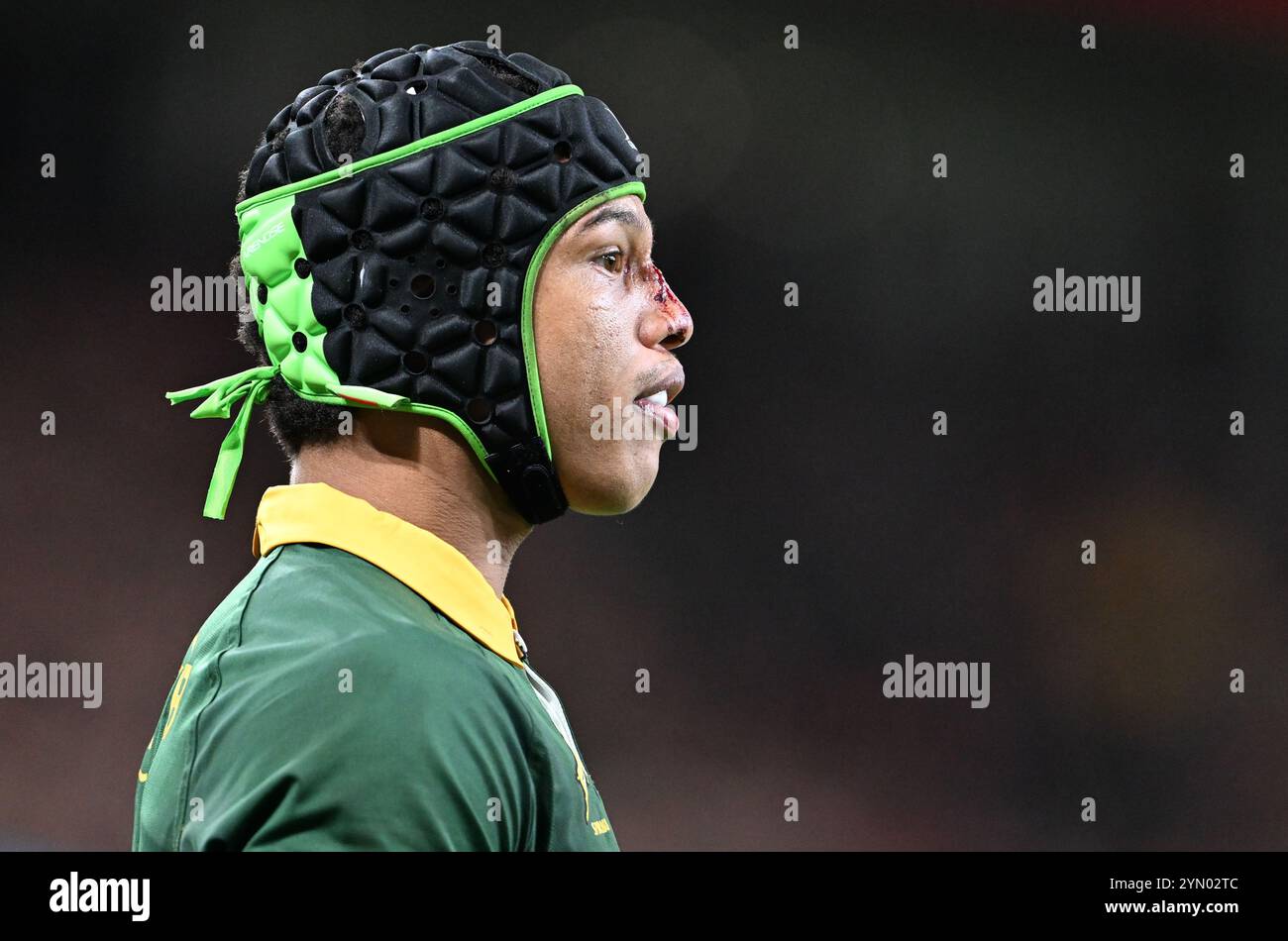 23 novembre 2024; Principality Stadium, Cardiff, Galles: Autunno Rugby International, Galles contro Sudafrica; Cheslin Kolbe del Sud Africa Foto Stock