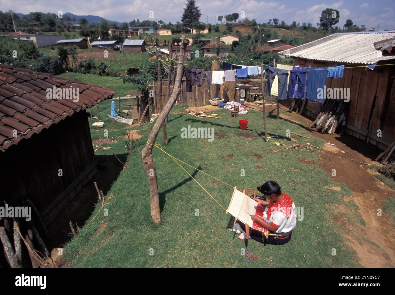 Vita quotidiana nel piccolo villaggio di Chamula nel Chiapas, Messico Foto Stock