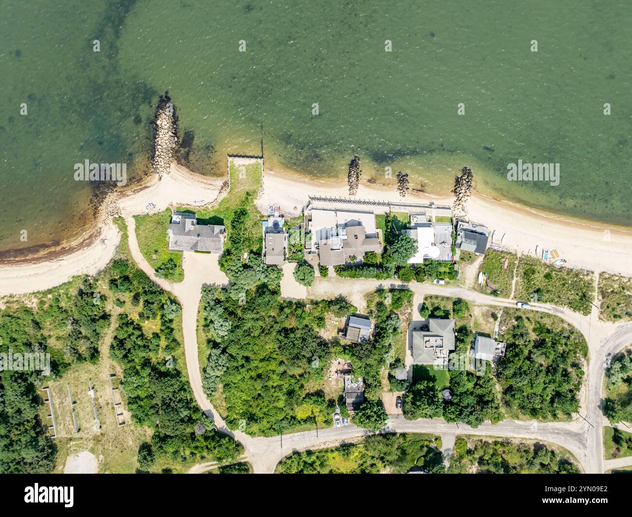 veduta aerea della strada costiera e di lazy point Foto Stock
