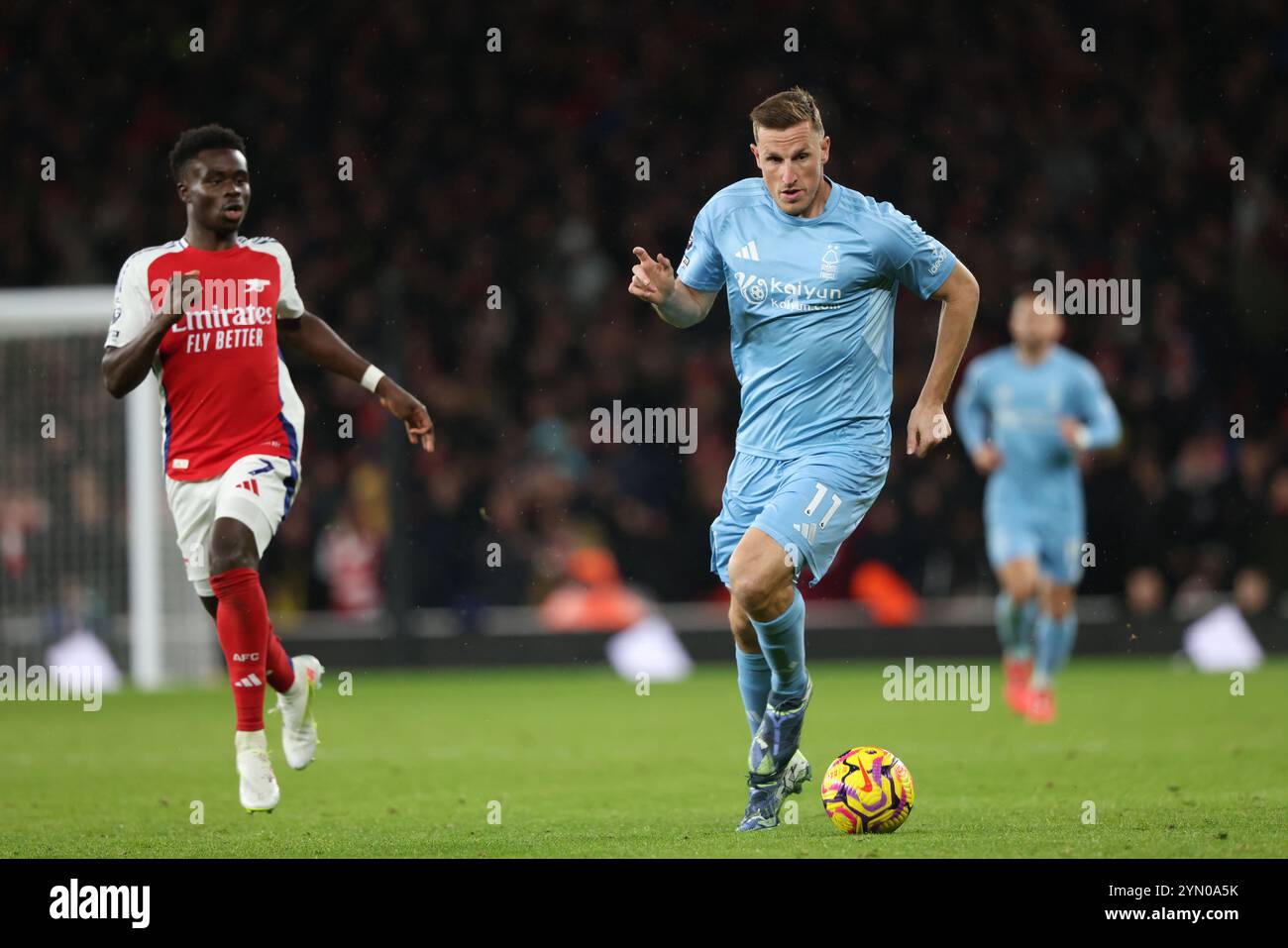 Londra, Regno Unito. 23 novembre 2024. Chris Wood (NF) al match Arsenal contro Nottingham Forest EPL, all'Emirates Stadium di Londra, Regno Unito il 23 novembre 2024. Crediti: Paul Marriott/Alamy Live News Foto Stock