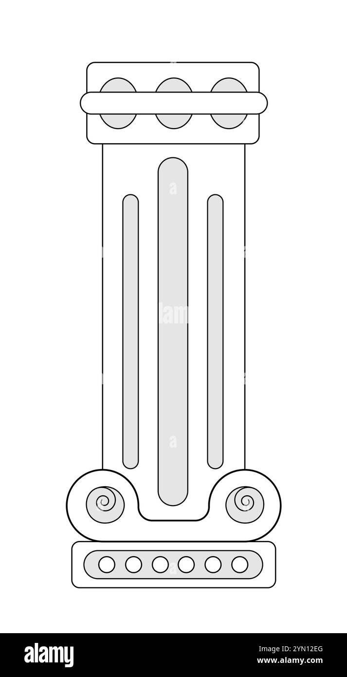 Antico contorno colonna. Antica architettura e cultura greca. Edificio in stile dorico e barocco. Creatività e arte minimalista. Vettore lineare Illustrazione Vettoriale