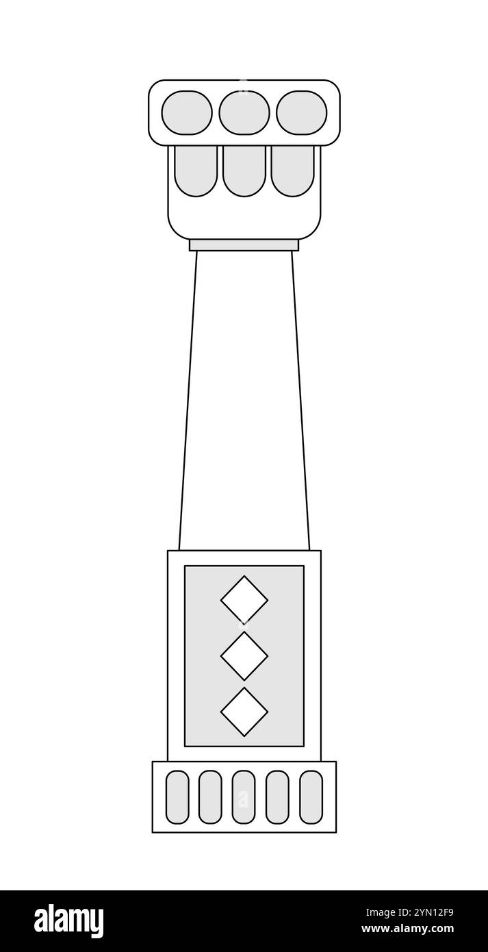 Antico contorno colonna. Antica architettura e cultura greca. Edificio in stile dorico e barocco. Elemento grafico per il sito Web. Vettore lineare Illustrazione Vettoriale
