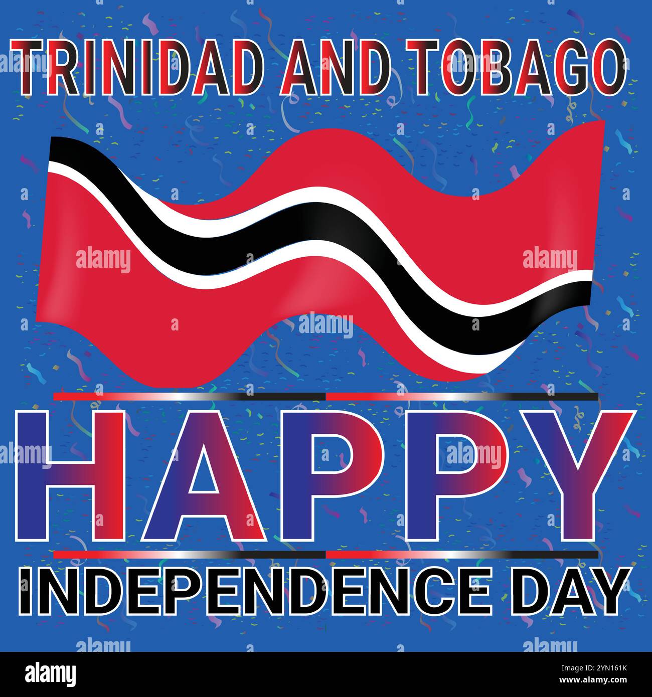 Trinidad e Tobago buon giorno dell'indipendenza agosto con tema colorato molto attraente e Confetti Illustrazione Vettoriale