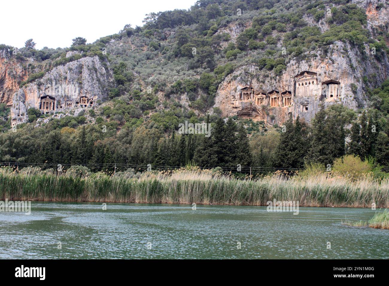 Tombe rupestri Licie vicino a Dalyan in Turchia Foto Stock