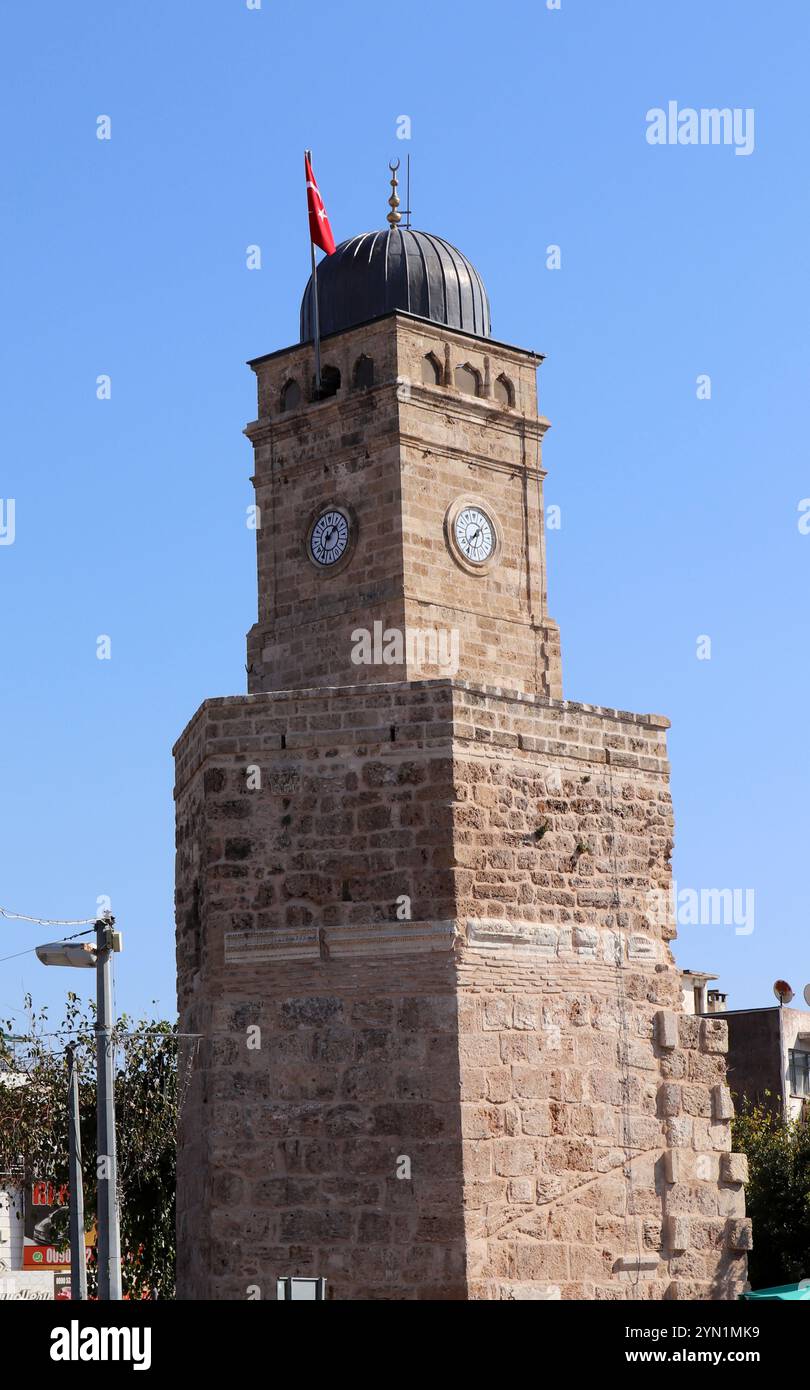 Antalya Saat Kulesi (Torre dell'orologio di Antalya) a Kaleici, Turchia Foto Stock