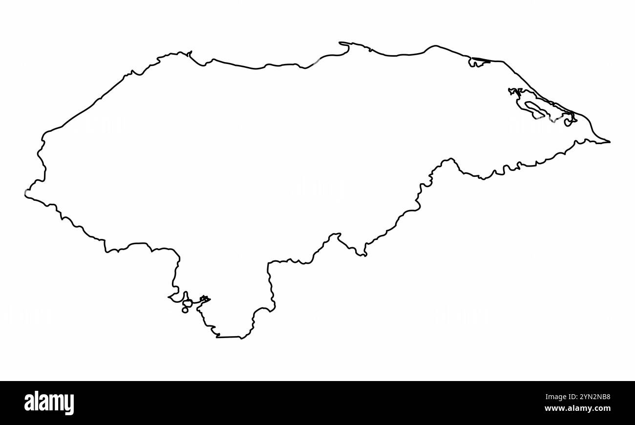 Mappa di contorno dell'Honduras isolata su sfondo bianco Illustrazione Vettoriale