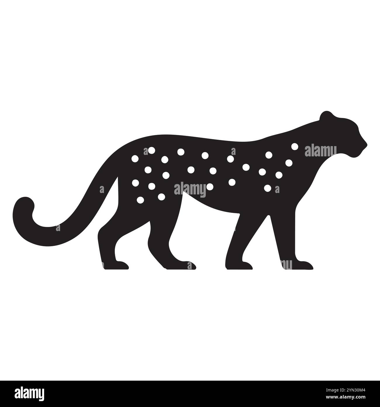 Silhouette Cheetah Vector su sfondo bianco Illustrazione Vettoriale