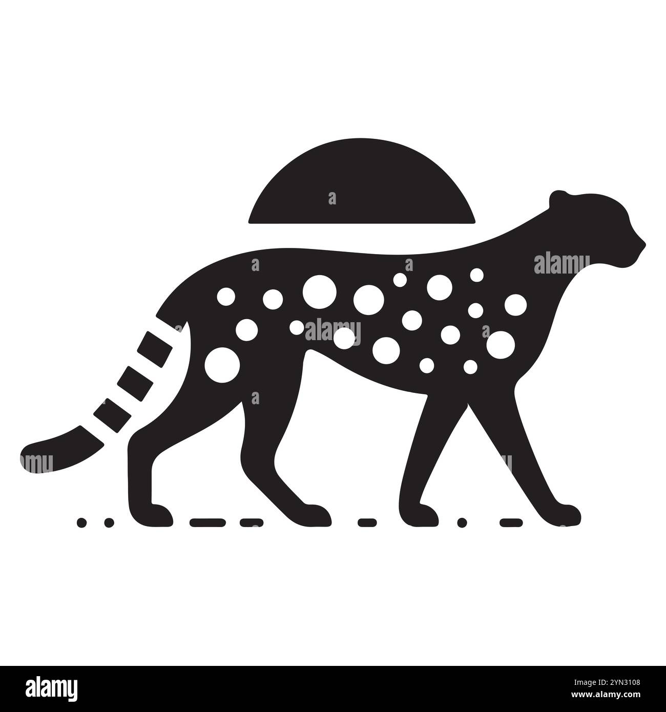 Silhouette Cheetah Vector su sfondo bianco Illustrazione Vettoriale