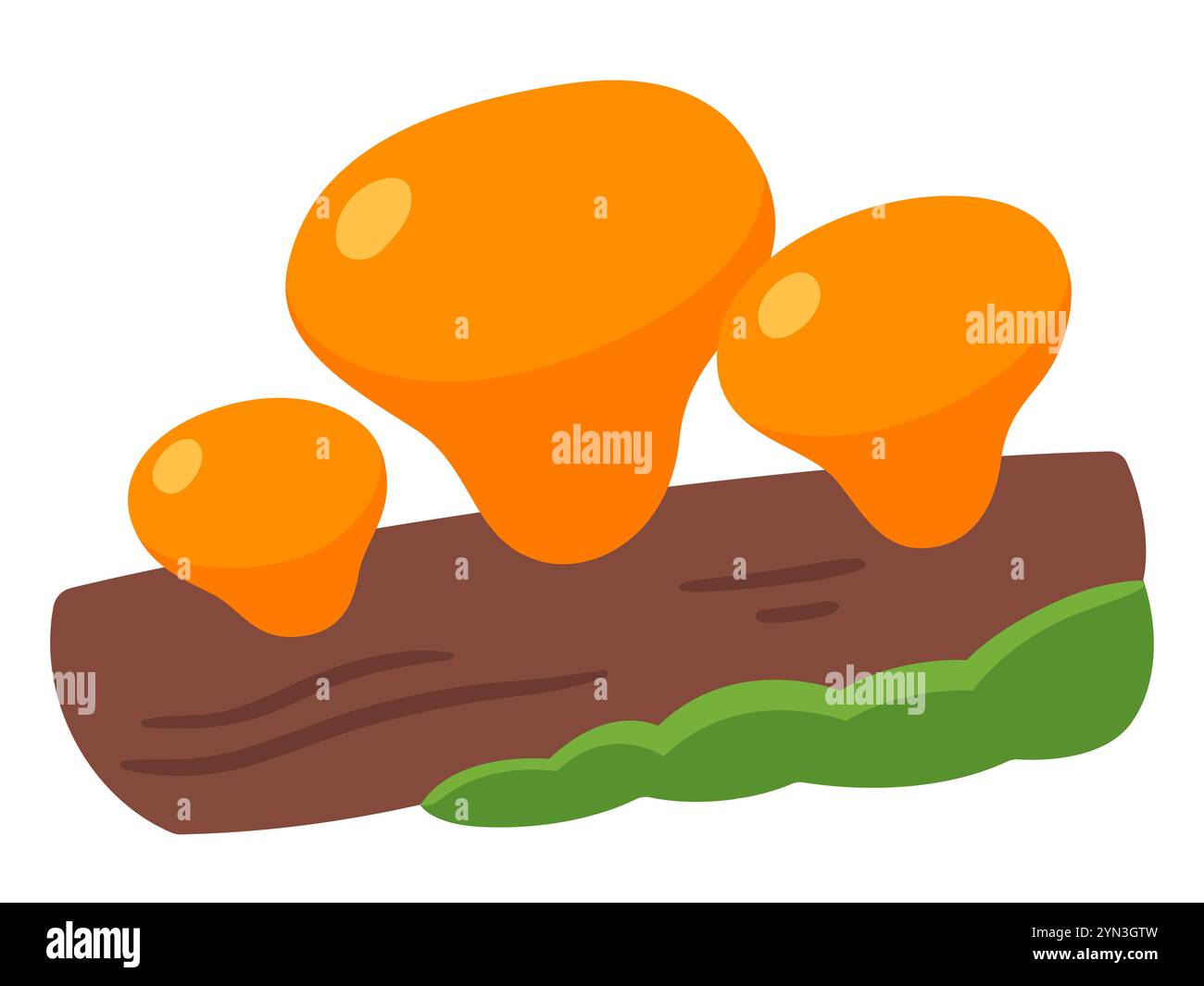 Fungo alpino Guepiniopsis, coppetta di gelatina, cono di gelatina alpina, goccia di gomma del pover'uomo. Semplice illustrazione vettoriale dei cartoni animati. Illustrazione Vettoriale