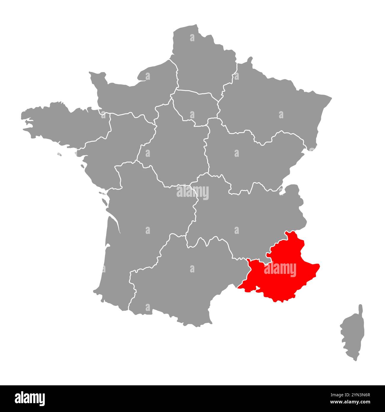 Provenza Alpi Costa Azzurra della Francia forma del simbolo della mappa, concetto di viaggio piatto icona simbolo vettore . Illustrazione Vettoriale